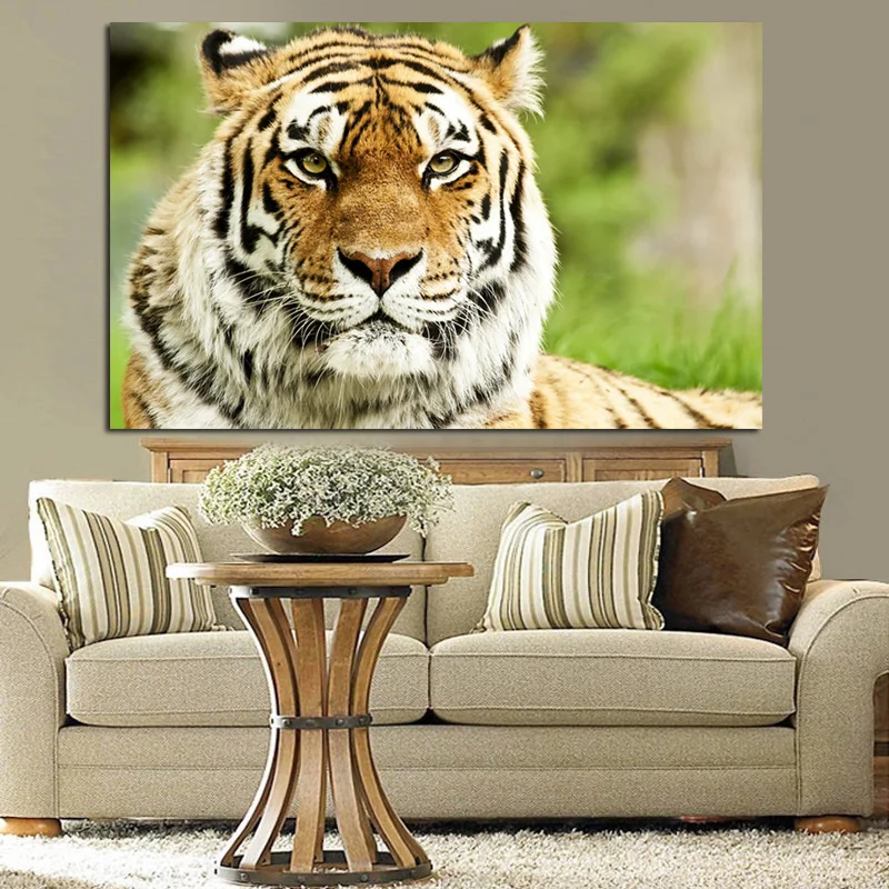 Modern Snow Tiger Face Landscape Oil Painting Print on Canvas Pop Art Animal Wall Picture for Living Room Sofa Cuadros Decor