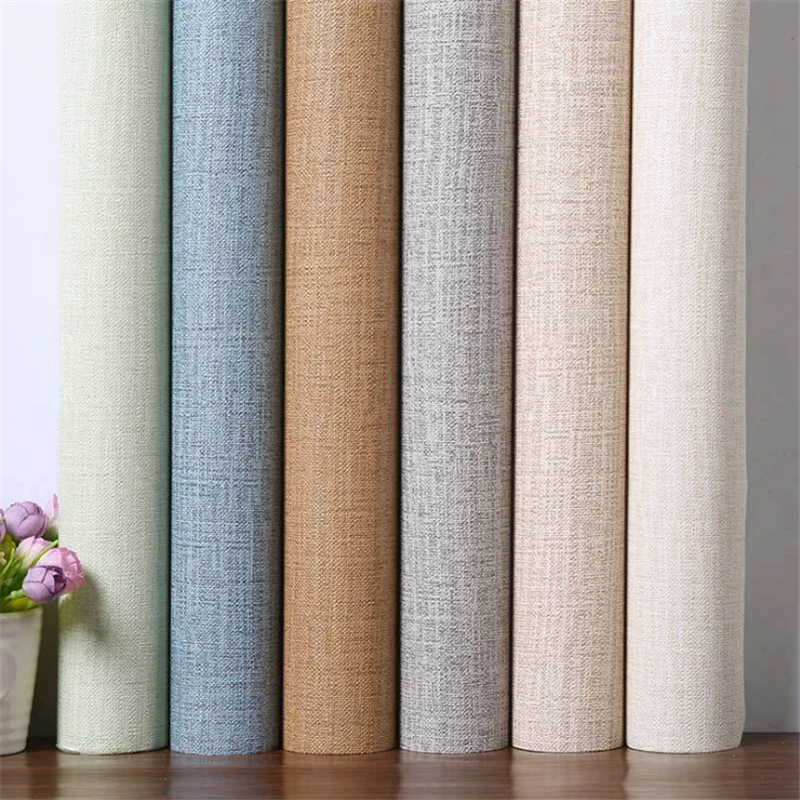 

3M Modern Simple Solid Linen Pattern Waterproof Home Decor Wall Stickers Bedroom Living Room Dormitory Self Adhesive Wallpapers