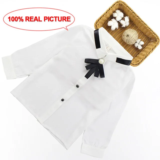 Artishare/рубашка для девочек; коллекция года; белые блузки для девочек; Высококачественная однотонная школьная форма для подростков; рубашка с длинными рукавами; Весенняя детская одежда - Цвет: as picture