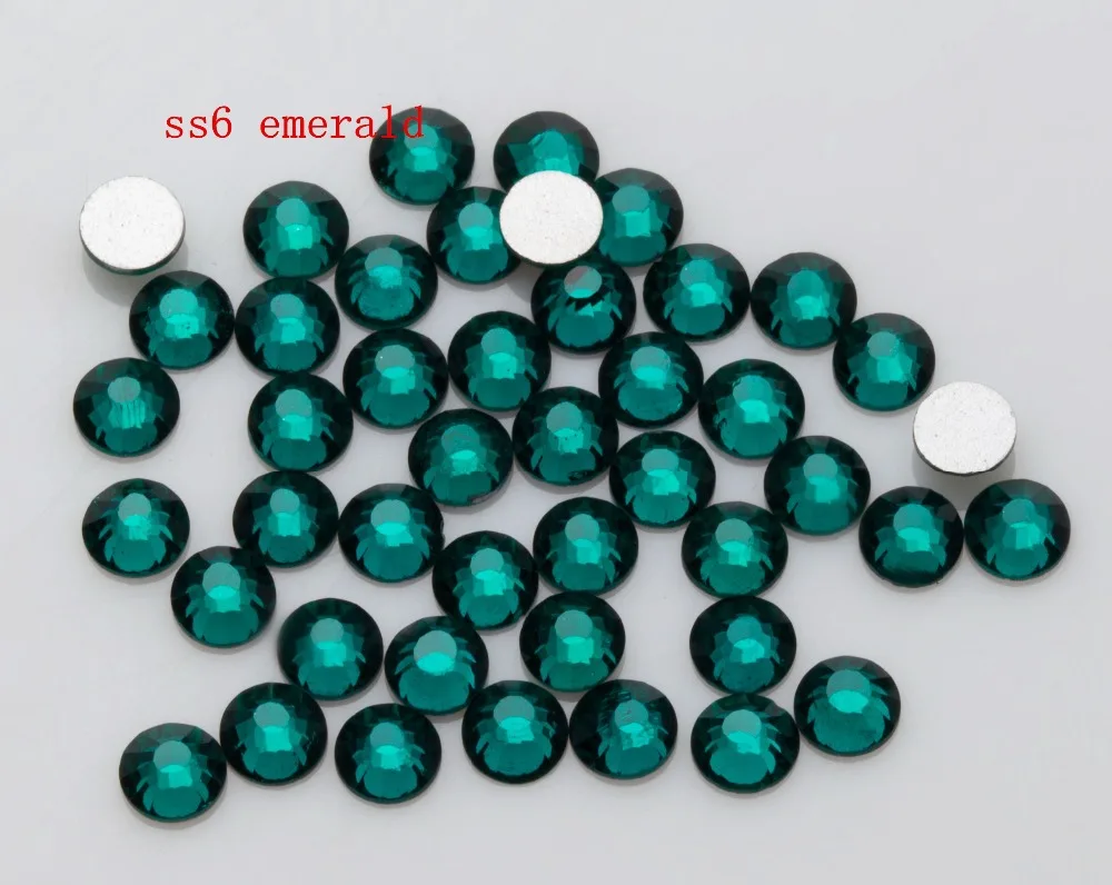

Free Shipping 1440pcs/Lot ss6(1.9-2.1mm) Emerald Flat Back Nail Art Non Hot Fix Glue on Rhinestones