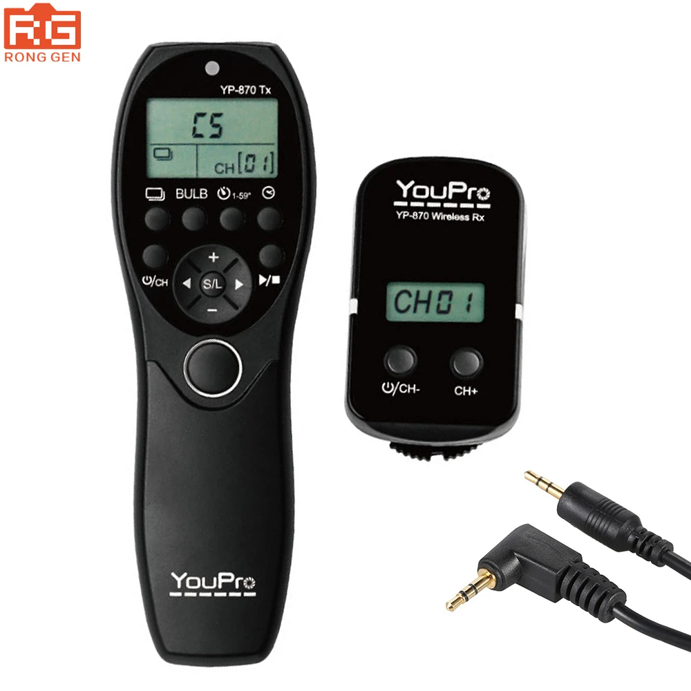 

YouPro YP-870 II E3 2.4G Wireless Shutter Timer Remote Control LCD Transmitter Receiver for Canon Pentax Samsung DSLR Cameras