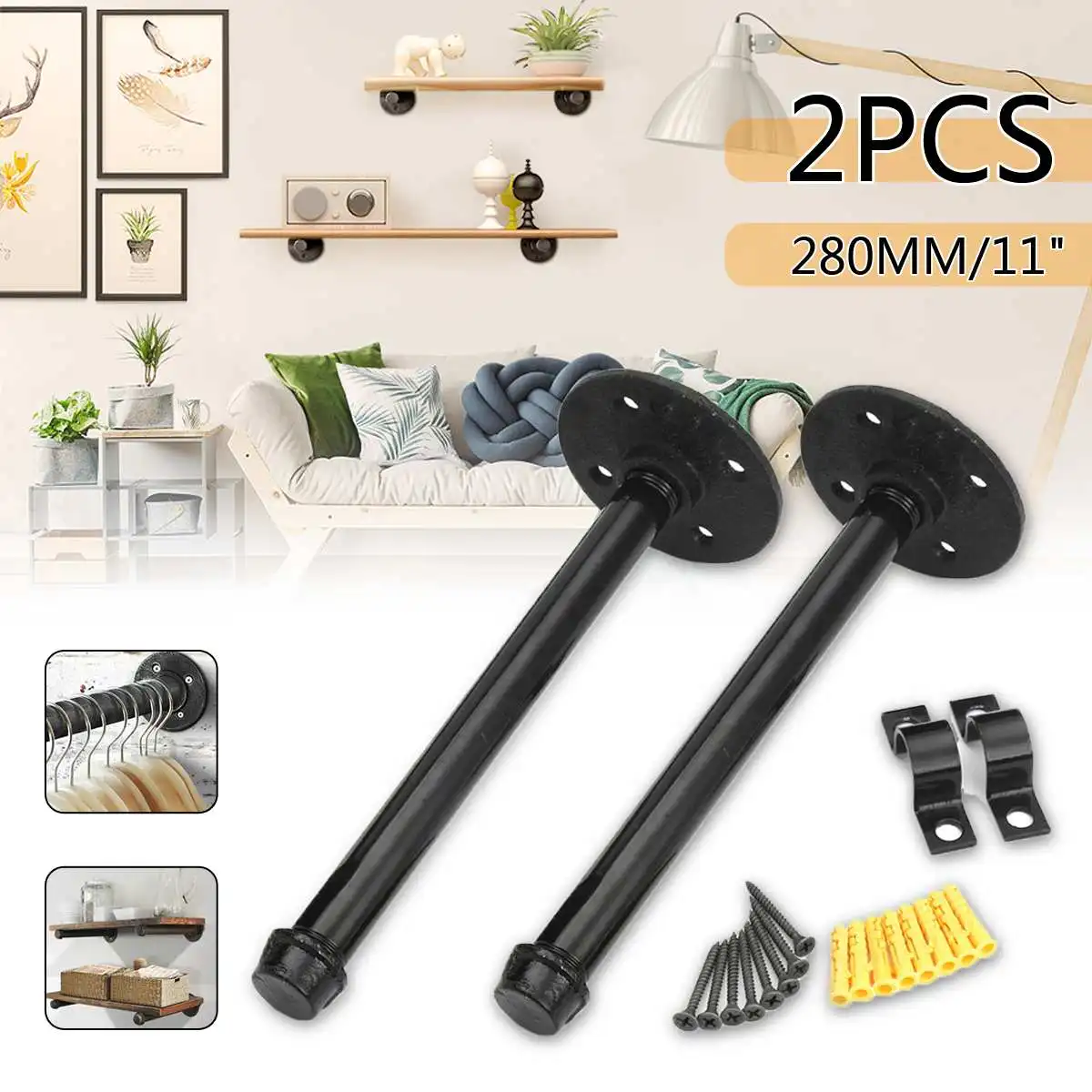

2Pcs 28cm Support Frame Rustic Vintage Partition Support Bracket Black MattSupport Frame Rustic Vintage Partition Support