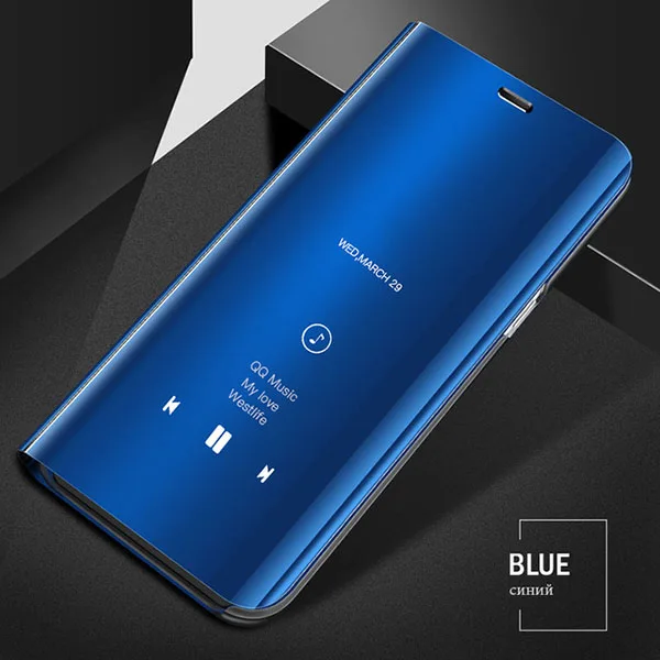 Mi rror умный флип чехол для xiaomi pocophone f1 Чехлы mi 8 a2 lite 9 se 6 max 3 play redmi note 7 6 pro 4a 6a go s2 чехол с подставкой - Цвет: Light Blue