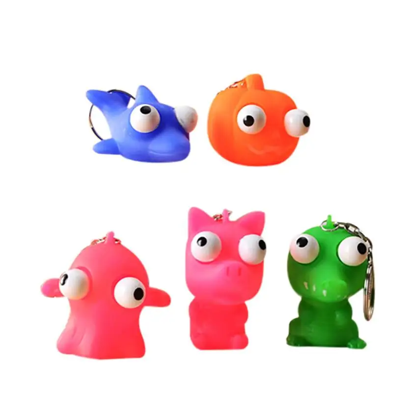 Squeeze Toy 3 шт. забавные животные Squeeze Игрушка выскочить глаза стресса брелок офисные Давление снятие стресса Squishy игрушки t72