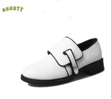 The Unique Design Concept A Wind Round Flat With Single Round Leather Retro women Shoes The