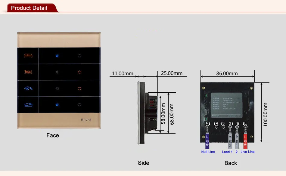 Золотой Кристалл Стекло экран 3 банды Zigbee мобильный беспроводной пульт дистанционного управления светильник переключатель Wifi дистанционный светильник 220 В