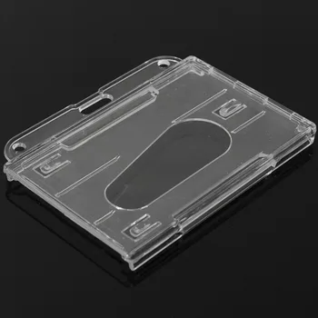 

1PC 3 Hard Plastic Horizontal Card Holder Transparent Clear Badge ID Cover