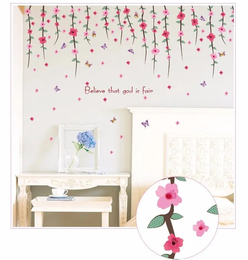 Flower Home Bedroom Decors Removable Wall Stickers Decal Decorations