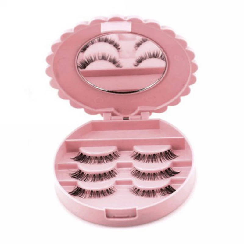 1pc Plastic Empty Fake Lashes Eyelashes Care Storage Case Box Container With Mirror For Makeup Accessories