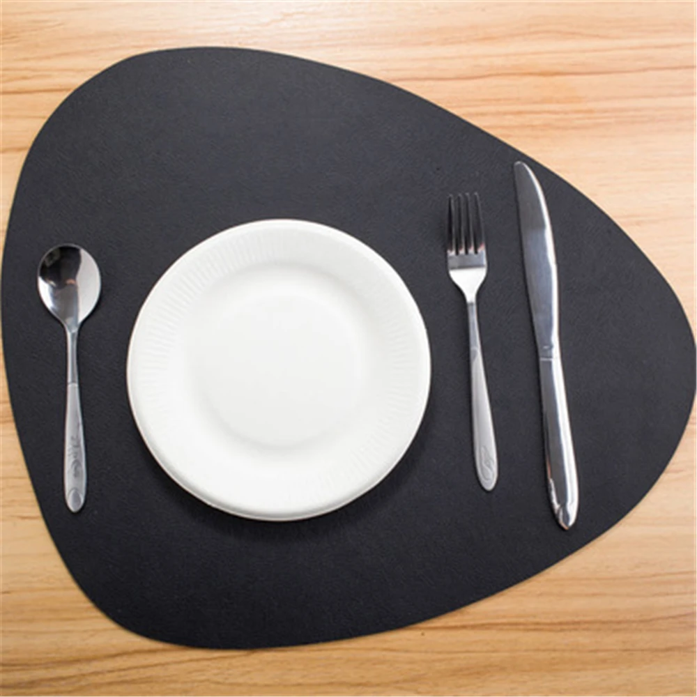 Chic Tableware Pad Placemat PU Leather Table Mat Heat Insulation Non Slip Simple Placemats Disc