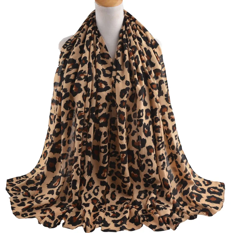Модный зимний бренд Модный Леопардовый шарф, мусульманский хиджаб, Универсальные женские мягкие шарфы, теплые пашмины шарфы, женские утепленные шали - Цвет: brown