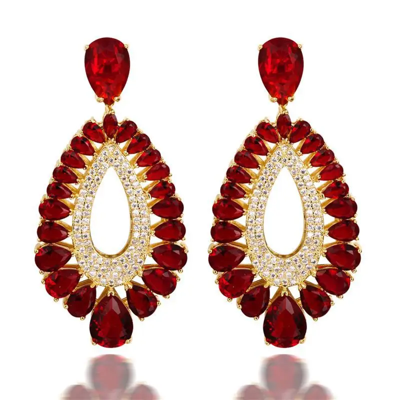 Popo Women S Deluxe Fashion Design Stud Earrings Emerald Montana Popo Women S Deluxe Fashion Design Stud Earrings Emerald Montana Crystal Clear Red Color Combinations Siam Gold Plated In From Jewelry