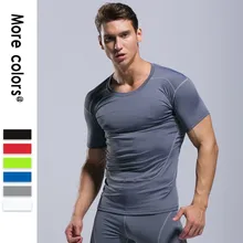 Летняя мужская рубашка для бега с коротким рукавом, плотный Топ для тренировок, быстросохнущая гимнастическая майка, простая однотонная, 6 цветов