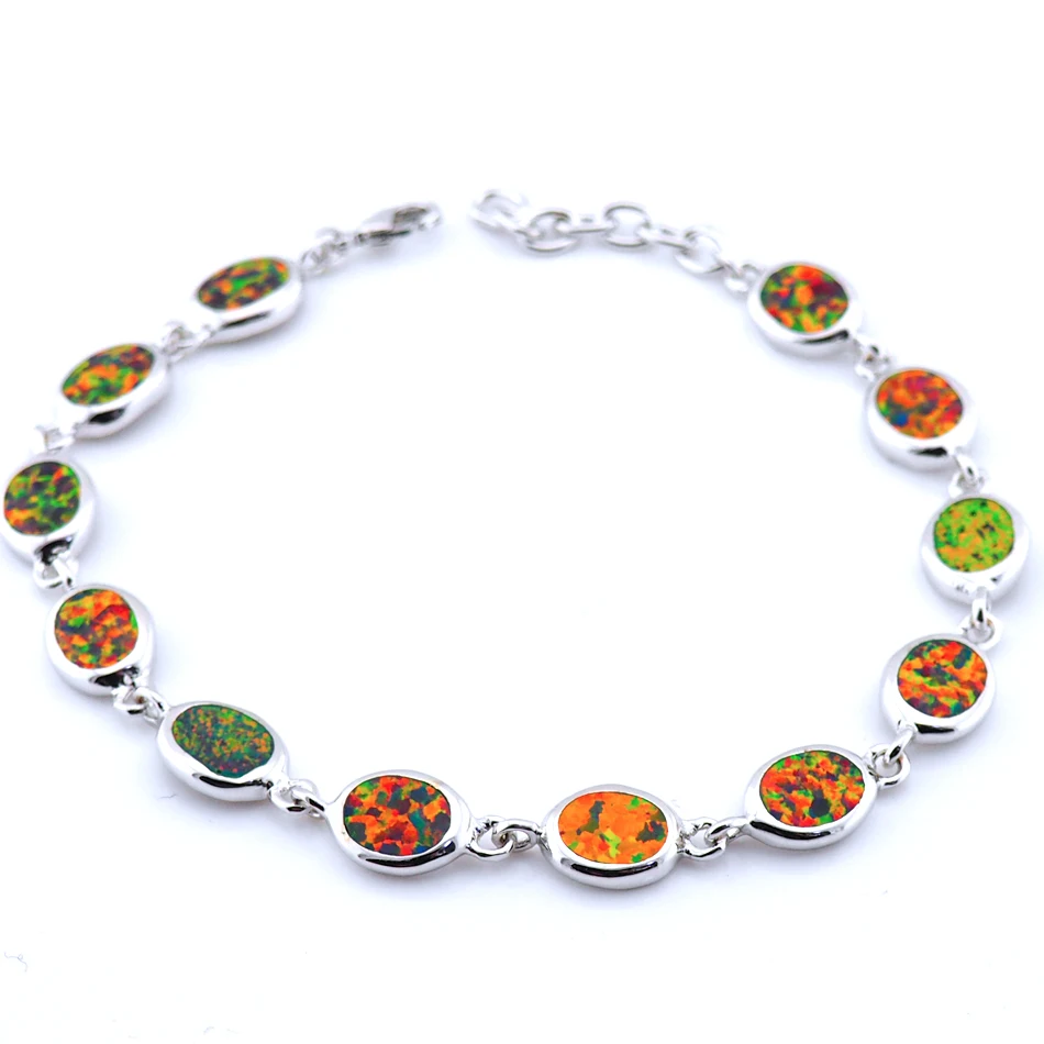 

Hot Sale Women Party Gift Silver Fire opal Fashion Bracelets Free Ship B005