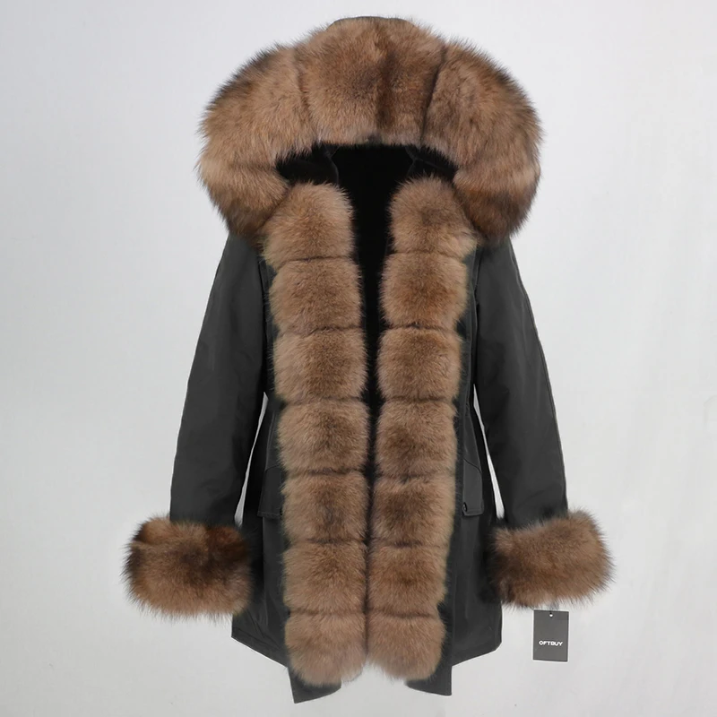 OFTBUY, водонепроницаемая длинная парка, зимняя куртка, для женщин, натуральный мех, пальто, натуральный Лисий мех, воротник, капюшон, толстая, теплая, уличная, съемная, Новинка