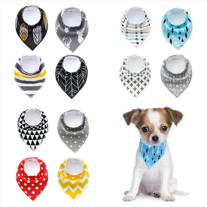 4pcs/set Fashion Dog Neck Scarf Collar Tie Soft Cotton Bandana Pet