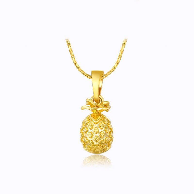 MxGxFam кулон с ананасом Neacklace для женщин 24 k чистое золото Цвет Фрукты креативные