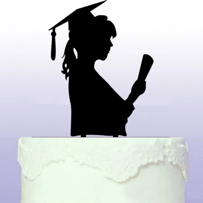 1 Pc Creative Acrylic Graduation Student Silhouette Cake Topper ...