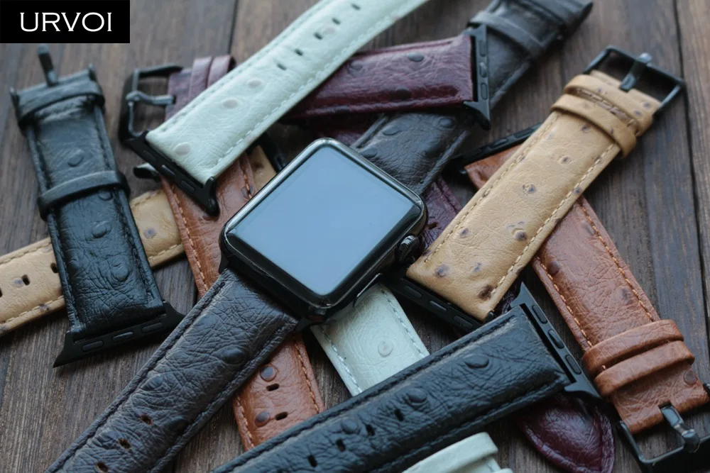 URVOI ремешок для apple watch series4 3 2 1 прочной натуральной culf кожаный ремешок для iwatch браслет страуса узор комфортно чувствовать себя