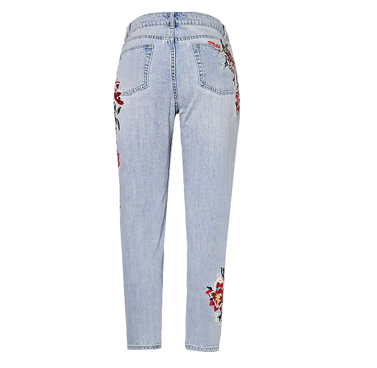 Europe and the United States women's high waist straight 3D three-dimensional heavy art around the irregular washing washed denim nine pants (16)