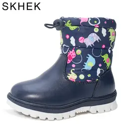 Skhek детские резиновые Сапоги и ботинки для девочек для Обувь для мальчиков обслуживания зима Обувь для девочек из мягкой шерсти Обувь малыш