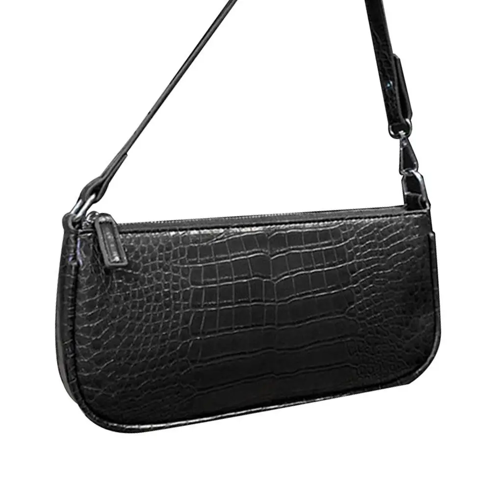 

Women Crocodile Pattern Solid Color Faux Leather Zipper Shoulder Bag Tote Pouch