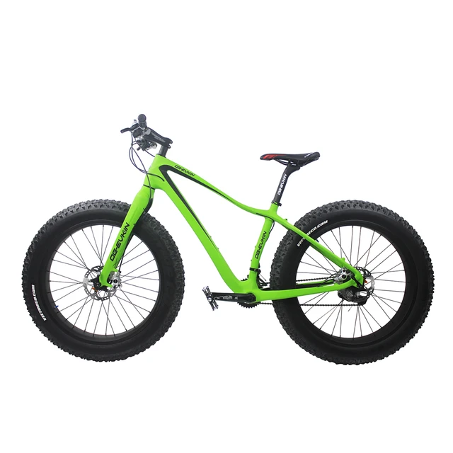 Best Offers OG-EVKIN Winter Carbon Fiber 26ER Snow Fat Complete Bike Cycling Mountain Green Bicycles Ciclismo BICICLETA Completa Size 17.5"