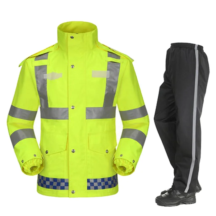 Hi vis плащ-дождевик EN471 Водонепроницаемый защитный светоотражающий жилет непромокаемые штаны непромокаемая куртка - Цвет: Yellow Black