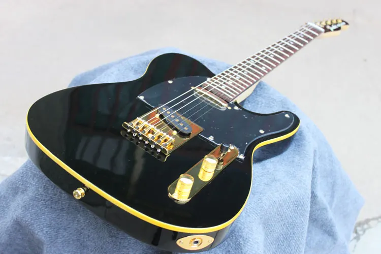 

Free shipping TL matte black yellow binding rosewood fingerboard OEM electric guitar