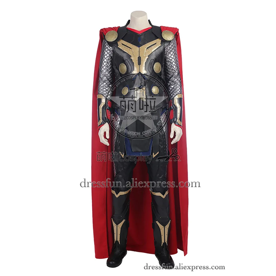 

Thor The Dark World Thor Cosplay Costume Red Cloak Coat Outfits Full Set with Fashion Party Halloween Fast Shipping