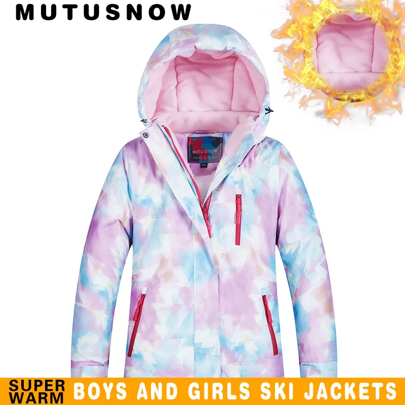 Детская Лыжная куртка для девочек; зимняя Фирменная теплая высокое качество Водонепроницаемый ветрозащитные утепленные тепло-30 градусов куртка для сноуборда куртка для снежной погоды