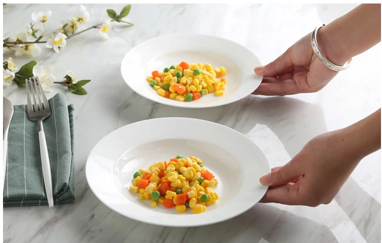 Суповые тарелки фарфоровая посуда белые керамические 9 дюймов|ceramic white plates|white