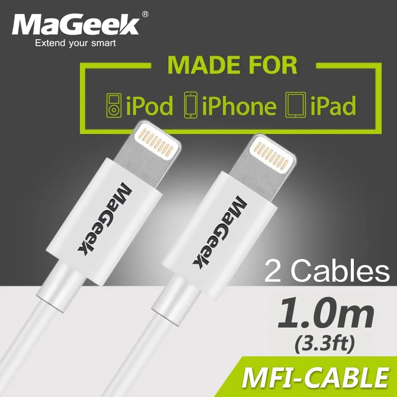 MaGeek [2 قطع] 1 متر/3.3ft الهاتف المحمول الكابلات MFi معتمد البرق إلى كابل يو اس بي ل فون Xs ماكس X 8 7 6 باد البسيطة iOS 10 11 12