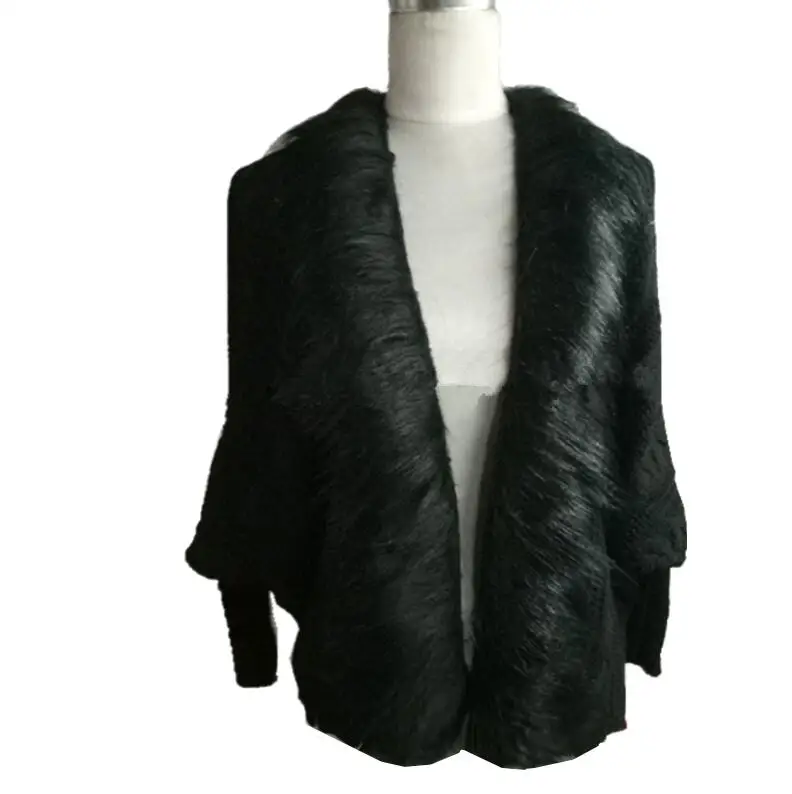 INDJXND осень зима вязаный кардиган пальто Женская мода Длинный рукав "летучая мышь" пончо свитер красивый женский вязаный кардиган - Цвет: S824 black