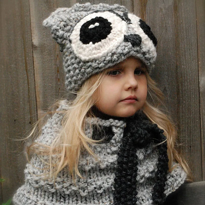 Cartoon Owl Knitted Hat Winter Outdoor Hat Warm Beanie Caps for Men Women
