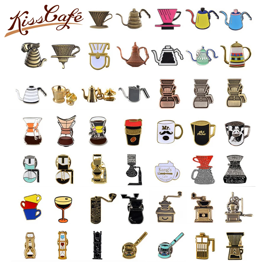 New Arrival Couple Espresso Accessories Barista Coffee Maker Brooch