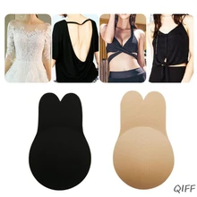 2 пары женских невидимых бюстгальтеров с милыми заячьими ушками, наклейки на грудь, дышащие био-силиконовые накладки на соски, противопровисающие накладки