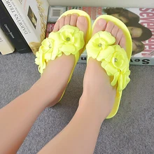 SCYL Summer shoes for women Slippers SCYL Flip Flops Women Sandals Female Sandals flower jelly sandals slippers yellow