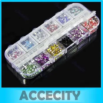 

Kemei 30 Sets/Lot Teardrop Nail Art Rhinestones Glitters Deco Gems 12 Different Colors