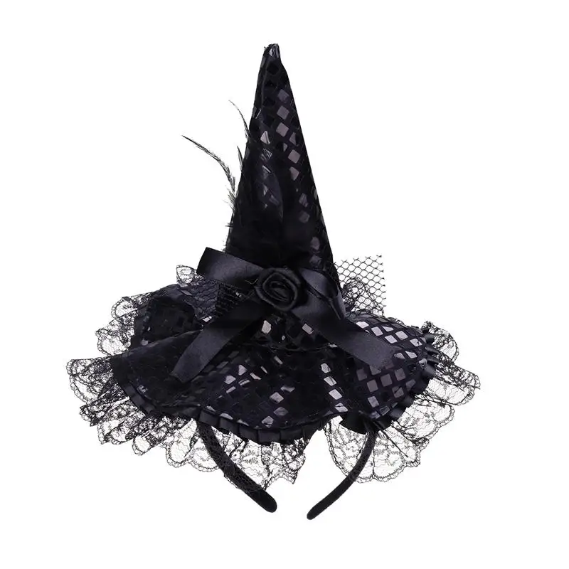 

1pcs Children Halloween Headband Feather Party Witch Hat For Costume Dress Up Party Performance Supplies