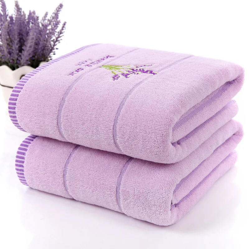 Buy Fashion Lavender Large Bath Towel Cotton serviette de bain Embroidery Home