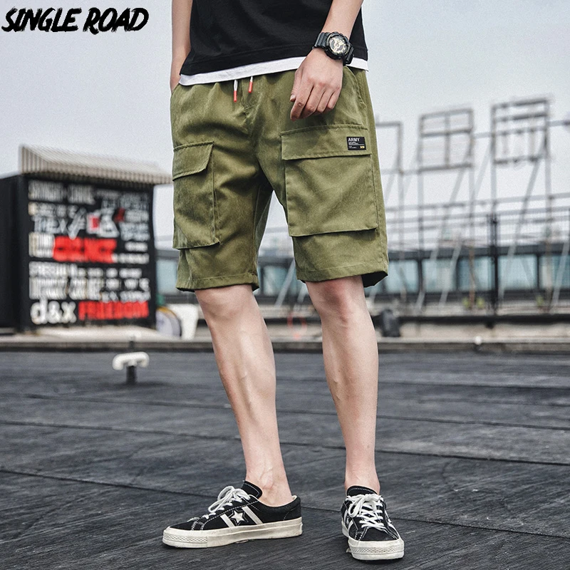 

SingleRoad Cargo Shorts Men 2019 Summer Hip Hop Streetwear Fashion Pockets Knee Length Joggers Male Bermuda Casual Shorts Men
