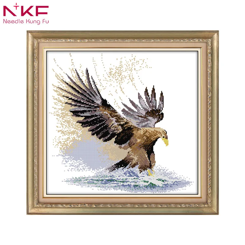 

A flying eagle animal 14ct home decor chinese counted cross stitch Toolkit canvas printed patterns embroidery needlework sets