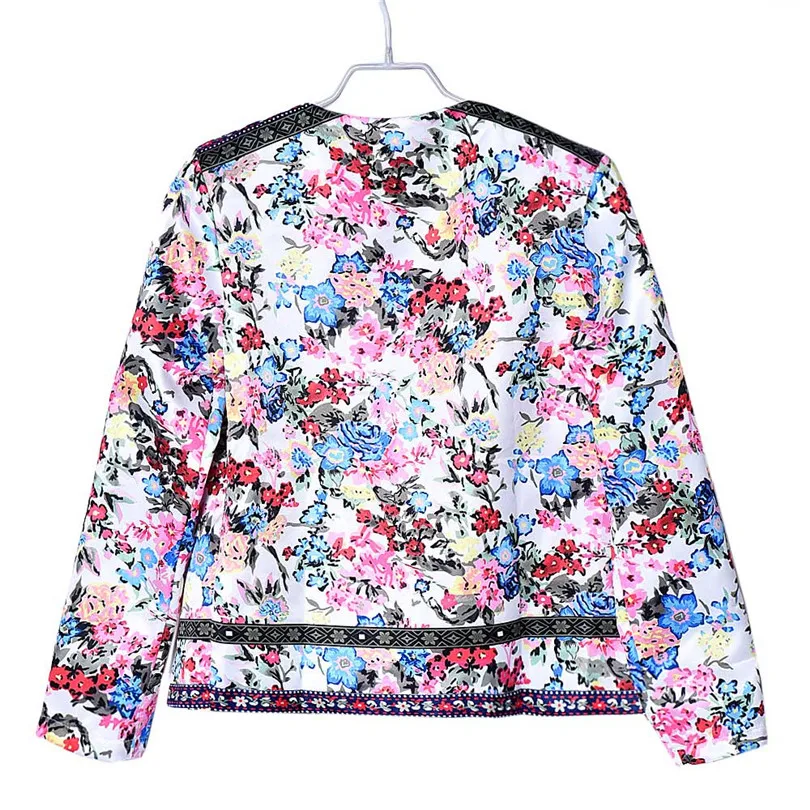 New Fashion Women Formal Ladies Floral Printed Short Jacket Long Sleeve Casual Daily Elegant Outwear #4F08 (9)