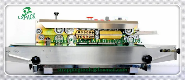 Horizontal Vertical Portable Stainless Steel Tilt Head Continuous Band Sealers Rapid Tabletop Free Standing Benchtop Band Sealer with Dry Ink Coding11