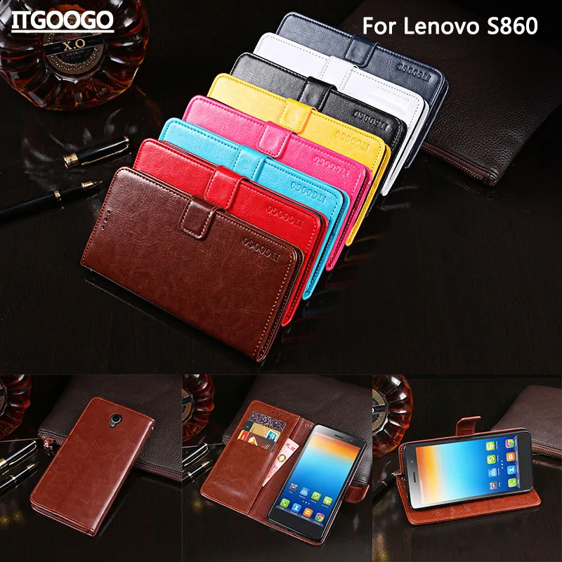Itgoogo для lenovo S860 чехол Роскошный кожаный флип защитный телефона задняя крышка Wallet