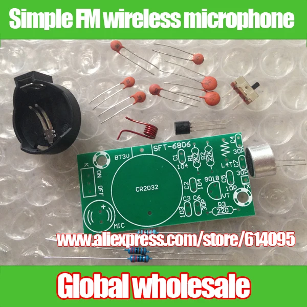 1kit Simple FM wireless microphone Electronic DIY parts kit set / 3V 88MHz 108MHz radio FM
