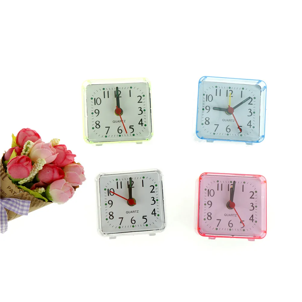 

Creative Fashion Student Small Clock Alarm Clock Square Small Bed Compact Travel Quartz Beep Alarm Clock Cute Portable 6x3x5.8cm