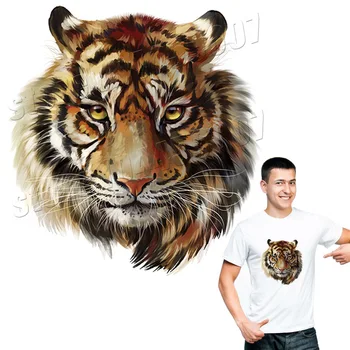 

Tiger Stickers For Clothing T-Shirts A Level Quality Household Personalized Parches Big Washable DIY Animals Patches