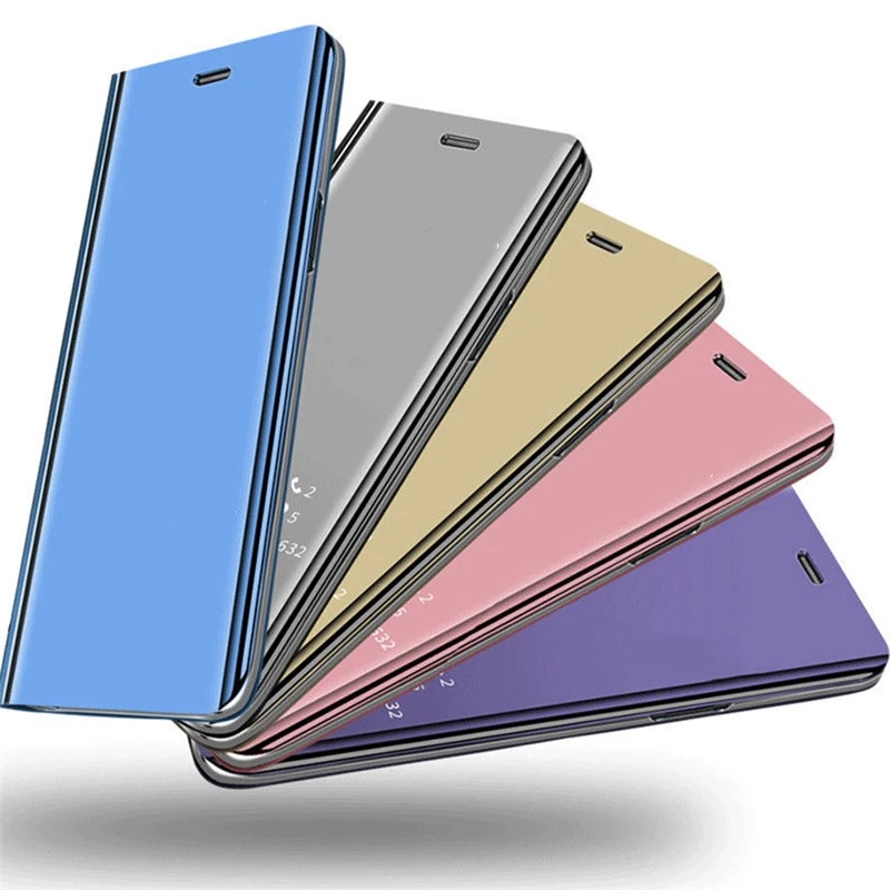 

50pcs Mirror Filp Stand case For Samsung Galaxy M30 M20 Luxury Plating Leather Full Protection Cover For Samsung Galaxy M10